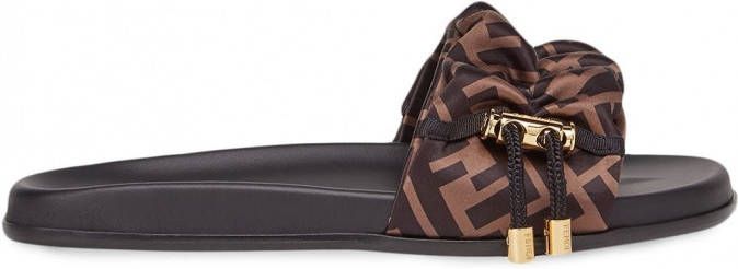 FENDI Slippers met FF-logo Bruin