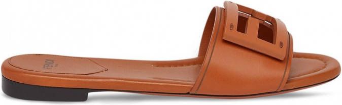 FENDI Baguette leren slippers Bruin
