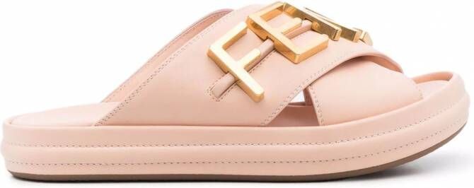 FENDI Slippers met logo Roze