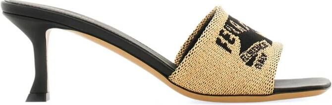 Ferragamo 55mm jacquard raffia mules Beige