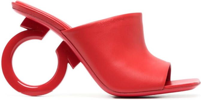 Ferragamo Astro 105mm leren muiltjes Rood