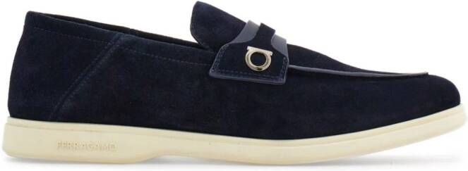 Ferragamo Deconstructed Gancini suède loafers Blauw