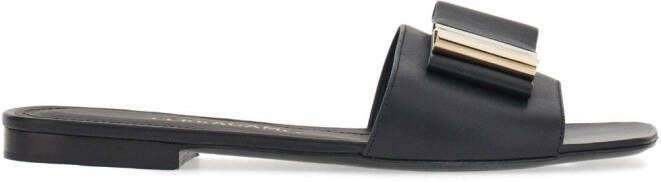 Ferragamo Slippers met dubbele strik Zwart
