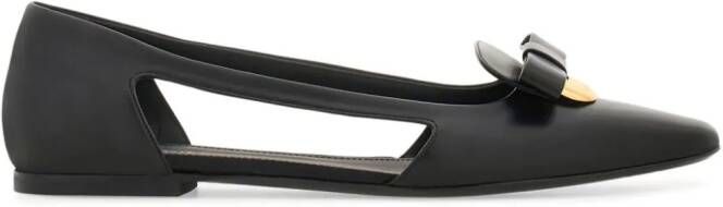 Ferragamo Drop Bow leren ballerina's Zwart