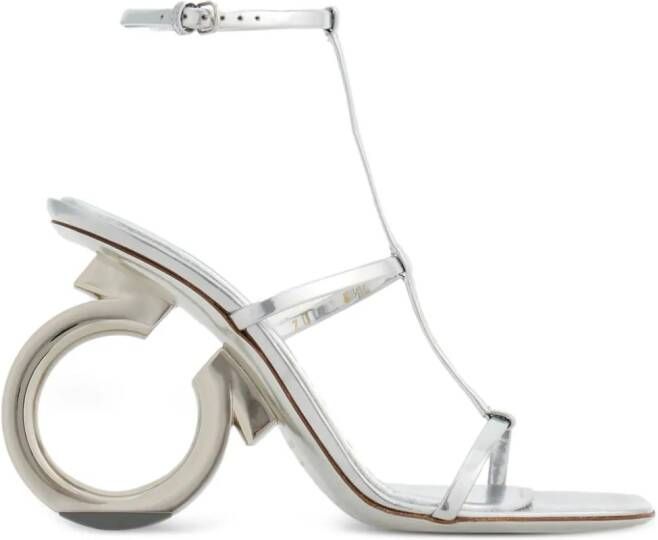 Ferragamo Elina sandalen met metallic-effect Zilver