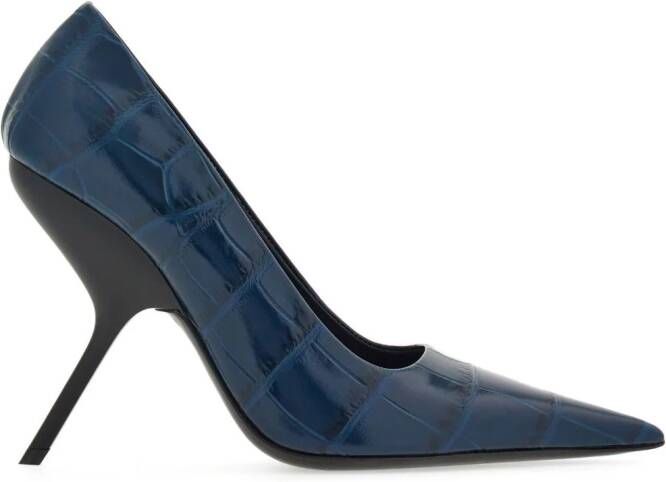 Ferragamo Eva pumps met krokodillen-reliëf Blauw