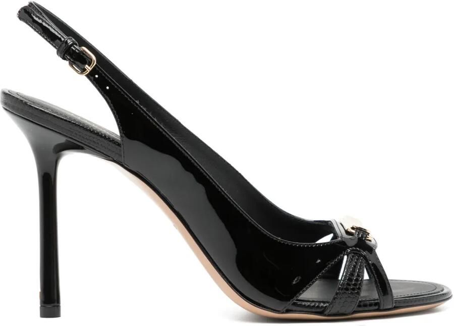Ferragamo 100 mm leren sandalen Zwart