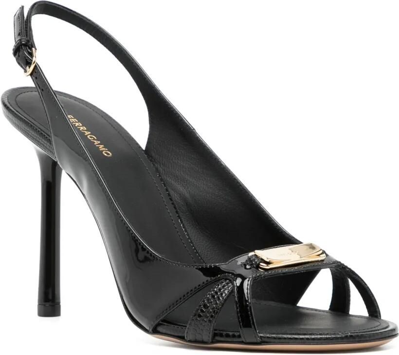 Ferragamo 100 mm leren sandalen Zwart - Foto 2