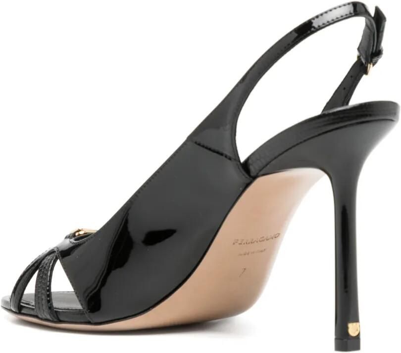 Ferragamo 100 mm leren sandalen Zwart - Foto 3