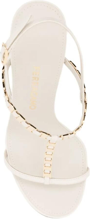 Ferragamo 100 mm Vara mini-sandalen Beige - Foto 4