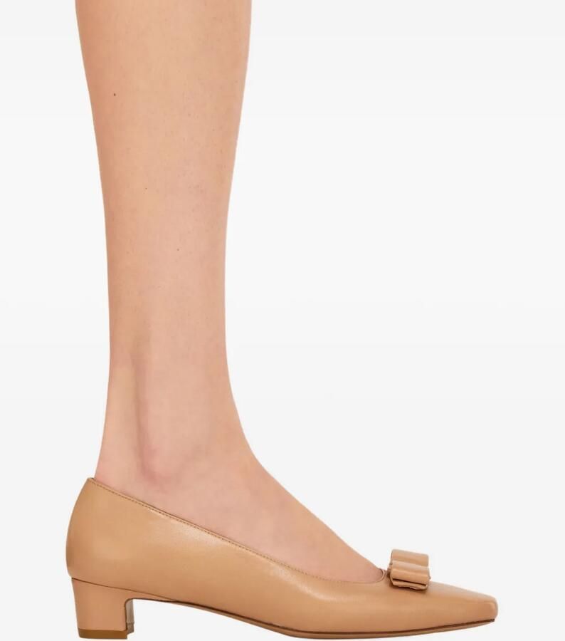 Ferragamo 30 mm Iconic pumps met strik Beige - Foto 2