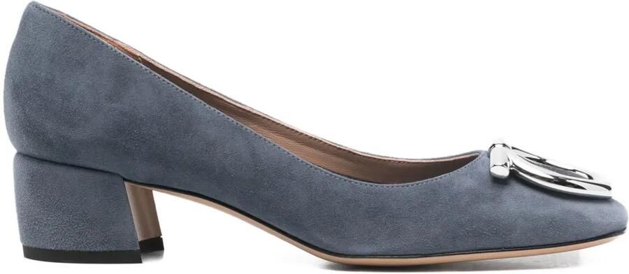 Ferragamo 40 mm pumps met blokhak en logogesp Blauw