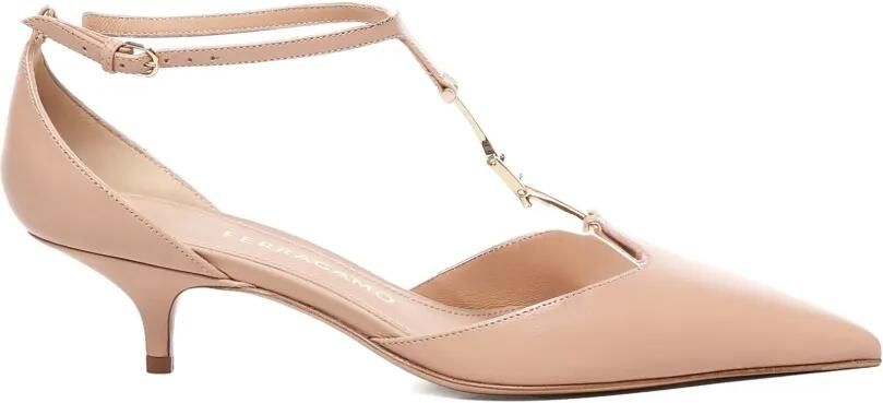 Ferragamo 40 mm pumps met enkelbandjes en puntige neus Beige - Foto 4