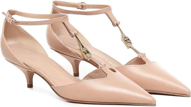 Ferragamo 40 mm pumps met enkelbandjes en puntige neus Beige - Foto 3