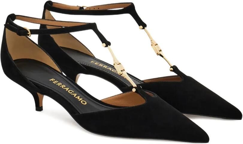 Ferragamo 40 mm pumps met T-bandje en gesp Zwart - Foto 5