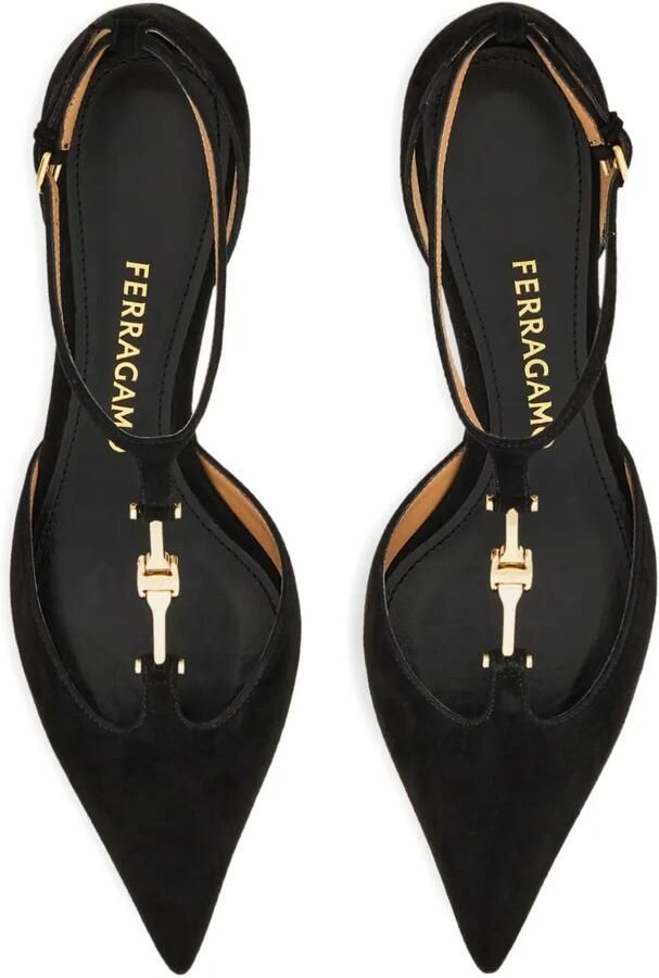 Ferragamo 40 mm pumps met T-bandje en gesp Zwart - Foto 3