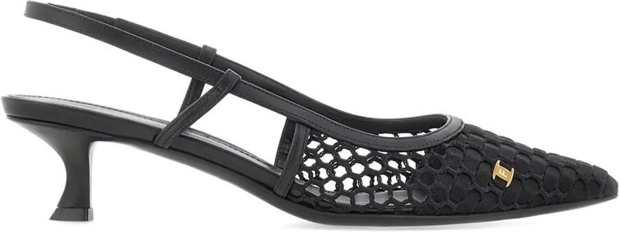 Ferragamo 40 mm slingback pumps met Vara-applicatie Zwart