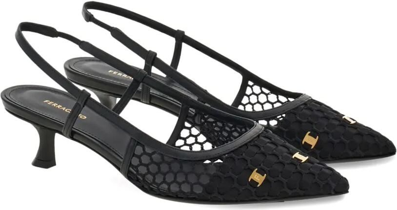Ferragamo 40 mm slingback pumps met Vara-applicatie Zwart - Foto 5