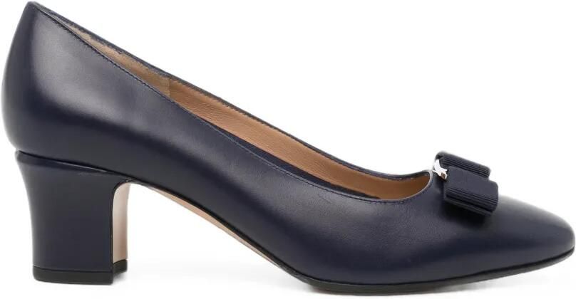 Ferragamo Vara pumps met blokhak en strik Blauw