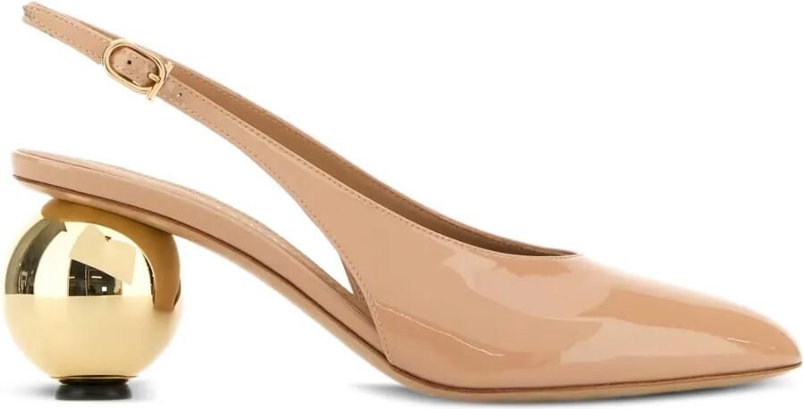 Ferragamo 70 mm Tessie slingback pumps met bolhak Beige
