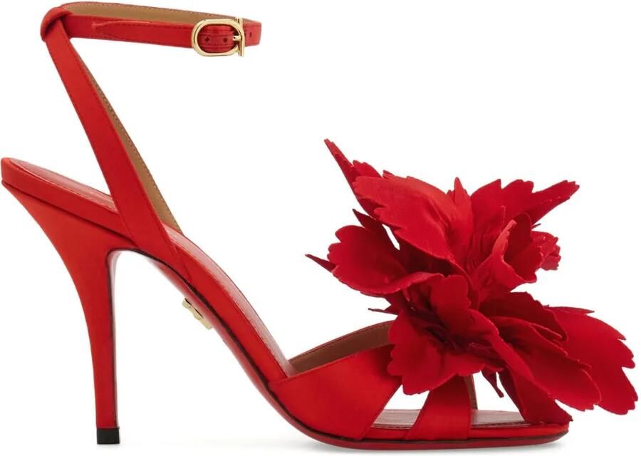 Ferragamo 90 mm sandalen verfraaid met bloemen en hoge hak Rood