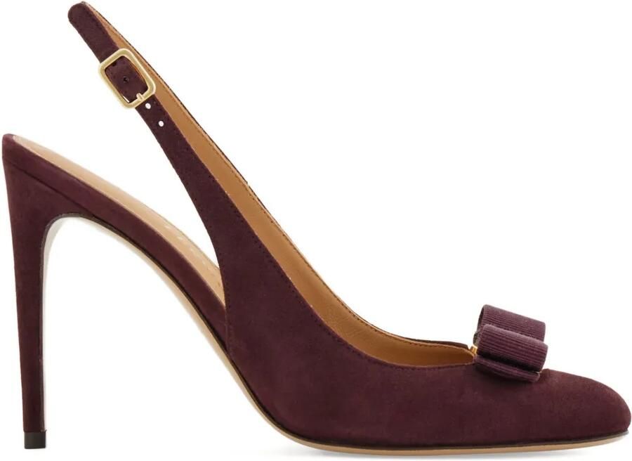 Ferragamo 90mm Vara Bow slingback pumps Paars
