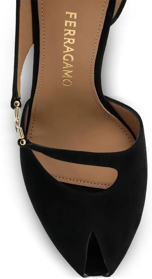 Ferragamo 95 mm pumps met open neus en enkelbandje Zwart - Foto 3