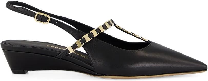 Ferragamo Ardea slingback pumps met schakelketting Zwart