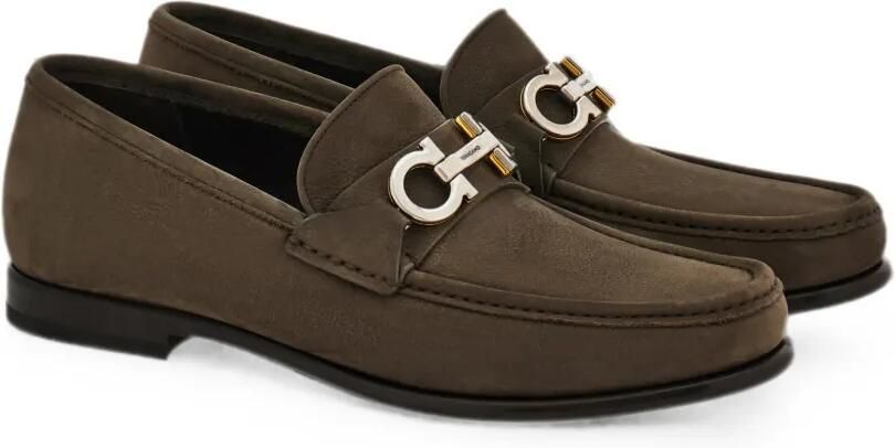 Ferragamo Avril suède loafers met Gancini-plakkaat Grijs - Foto 5