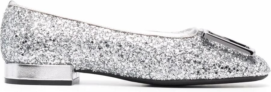 Ferragamo Ballerina's met logoplakkaat Zilver