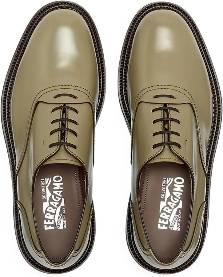 Ferragamo Balmoral leren oxfordschoenen Groen - Foto 3