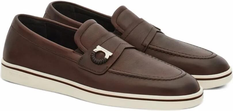 Ferragamo boat-shoe loafers with Gancini ornament Bruin - Foto 4
