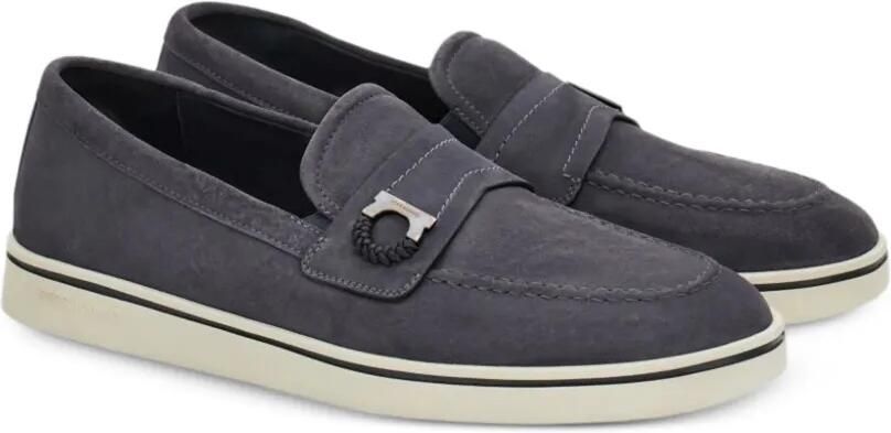 Ferragamo boat shoes loafers with Gancini-ornament Blauw - Foto 2