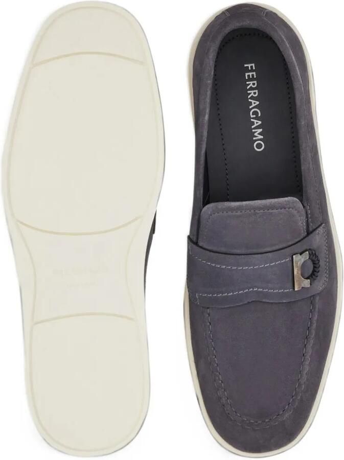 Ferragamo boat shoes loafers with Gancini-ornament Blauw - Foto 3