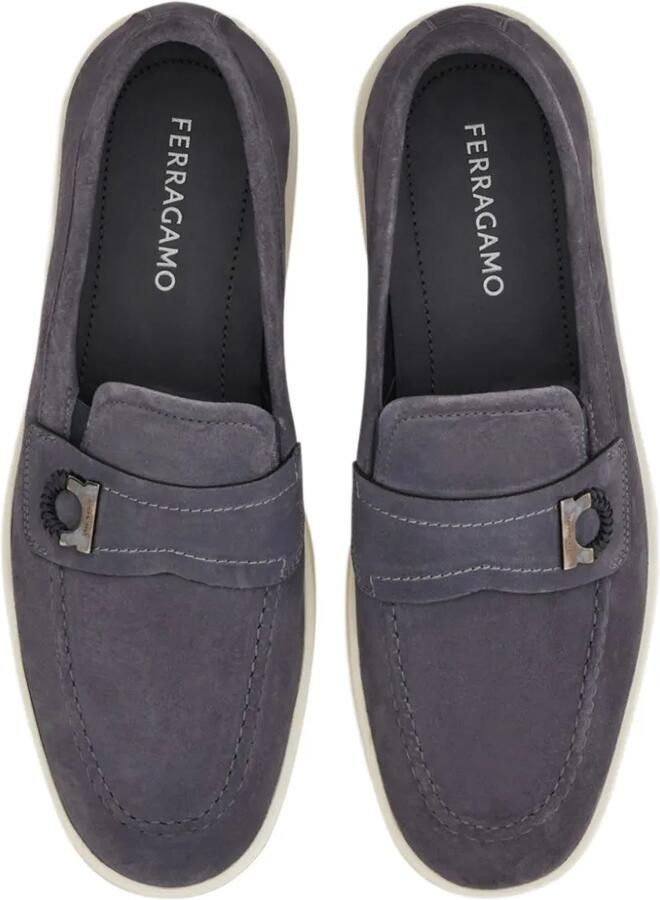 Ferragamo boat shoes loafers with Gancini-ornament Blauw - Foto 4