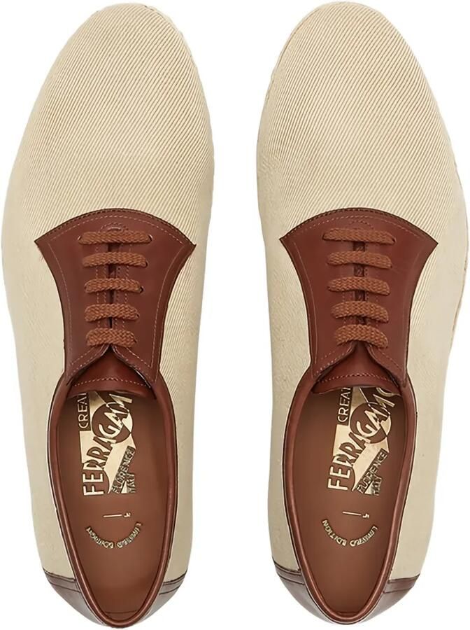 Ferragamo Bosco canvas oxfordschoenen Beige - Foto 3