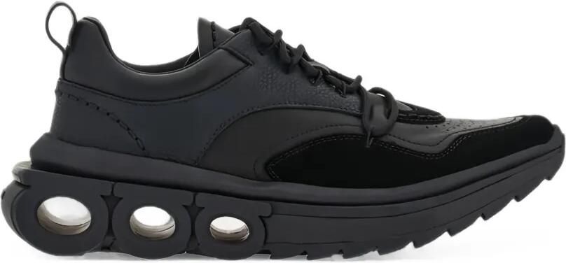 Ferragamo cutout-sole leather sneakers Zwart