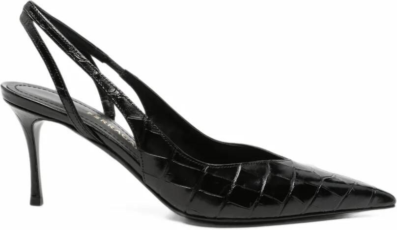 Ferragamo Dafne slingback pumps met krokodillen-reliëf Zwart