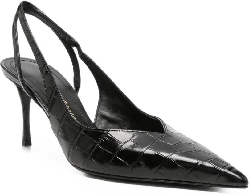 Ferragamo Dafne slingback pumps met krokodillen-reliëf Zwart - Foto 2