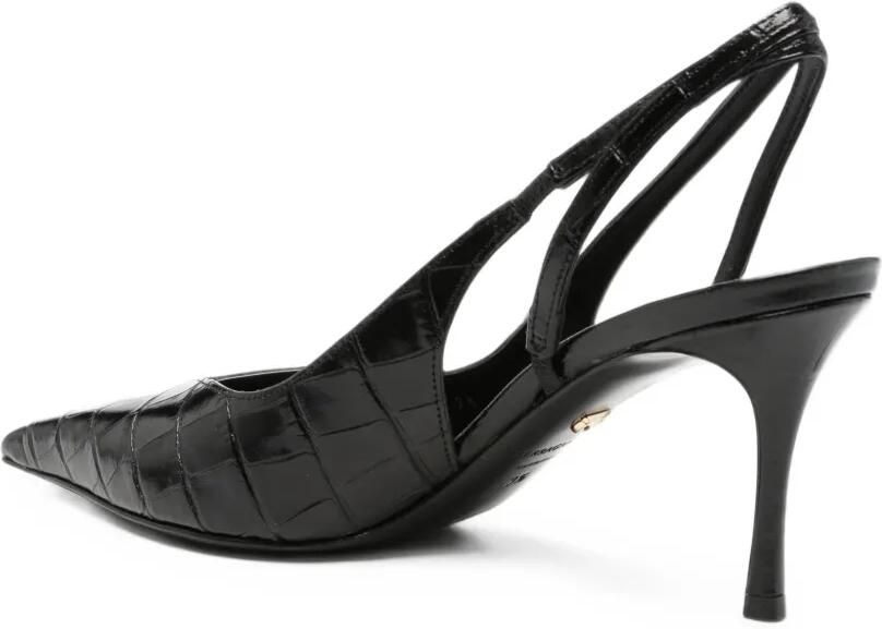 Ferragamo Dafne slingback pumps met krokodillen-reliëf Zwart - Foto 3