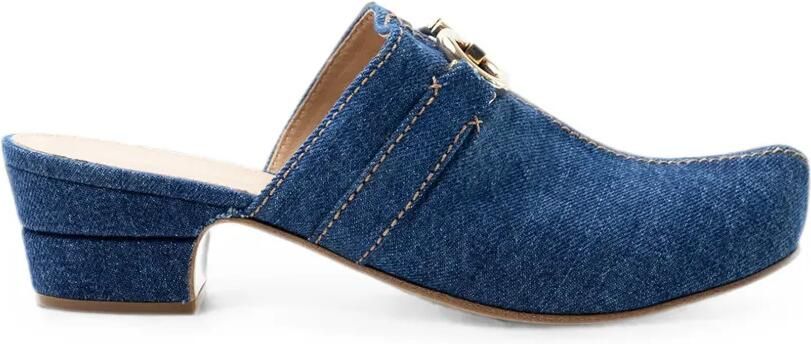 Ferragamo Denim muiltjes met Gancini-detail Blauw