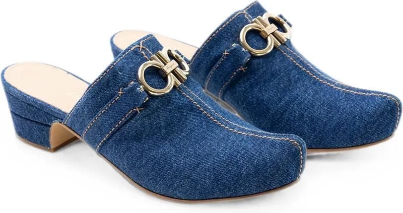 Ferragamo Denim muiltjes met Gancini-detail Blauw - Foto 4