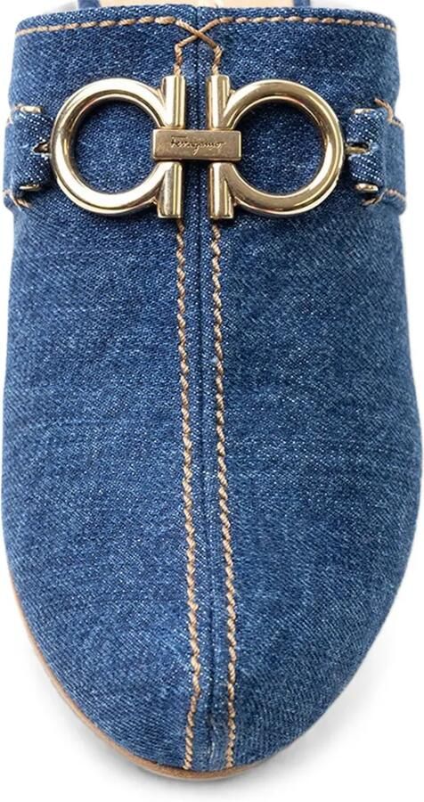Ferragamo Denim muiltjes met Gancini-detail Blauw - Foto 2