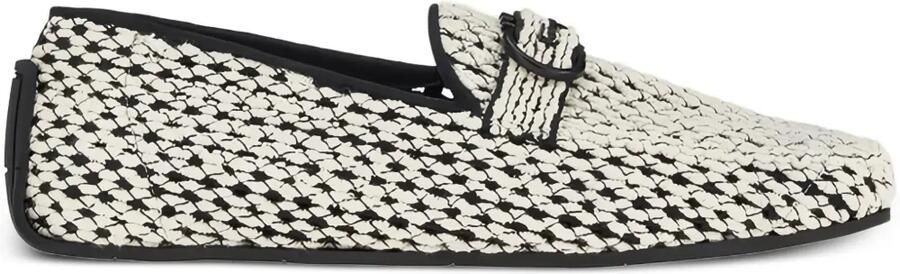 Ferragamo Driver geweven loafers met gesp Beige