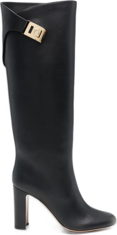 Ferragamo Elli buckled knee-high boots Zwart