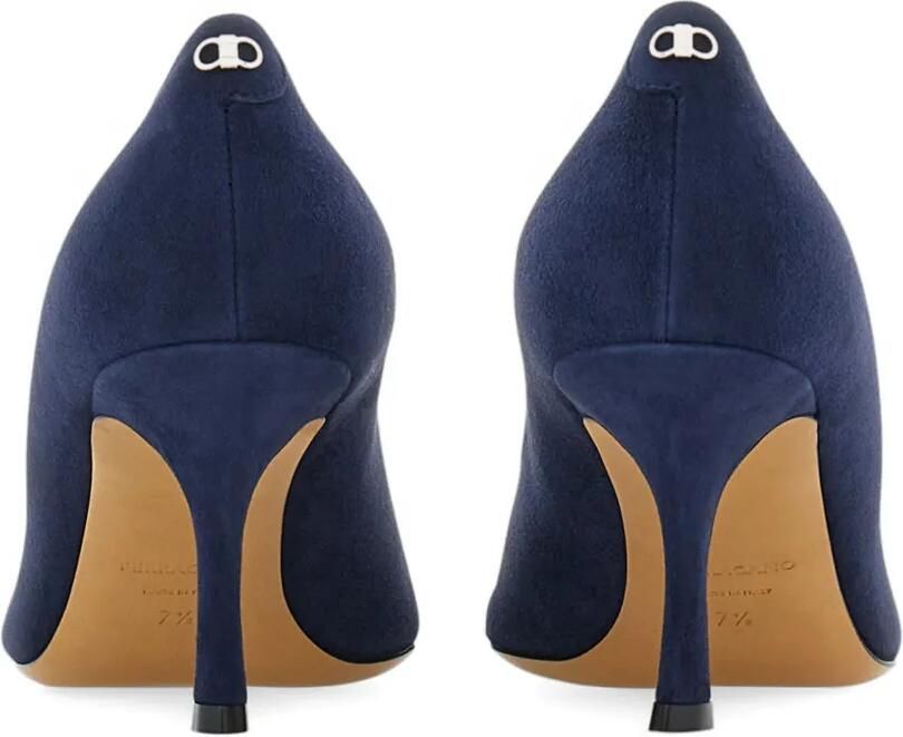 Ferragamo Elydea suède pumps Blauw - Foto 2