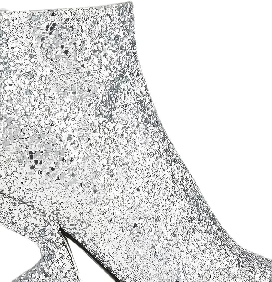 Ferragamo Enkellaarzen met sculpturale hak en glitters-effect Zilver - Foto 2