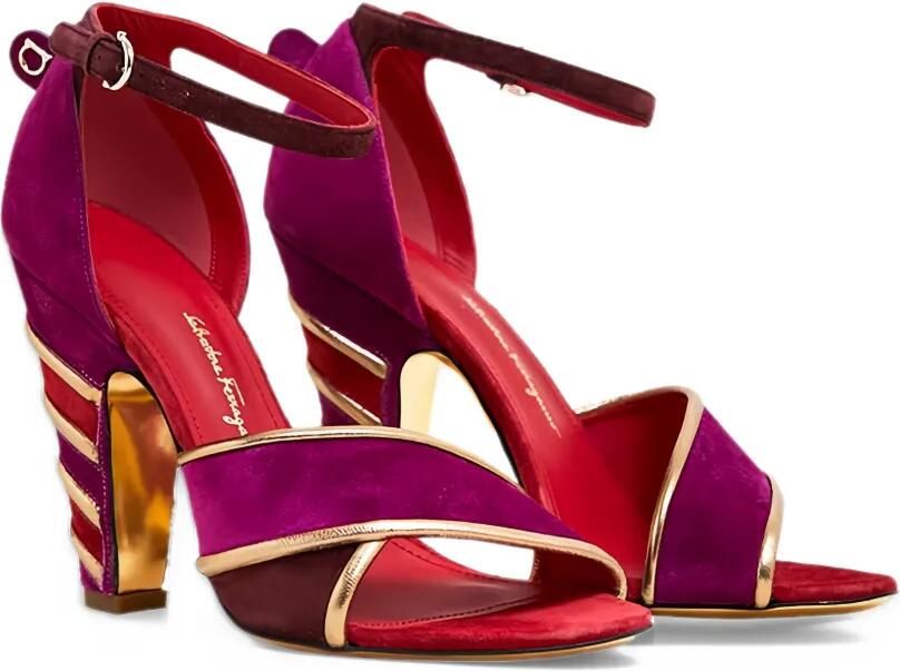 Ferragamo Ether suède sandalen met metallic afwerking Paars