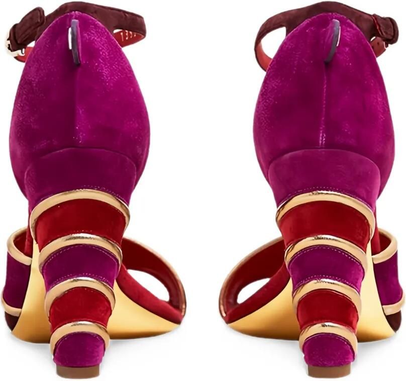Ferragamo Ether suède sandalen met metallic afwerking Paars - Foto 2