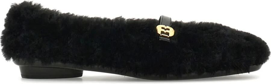 Ferragamo Fluffy ballerina's Zwart